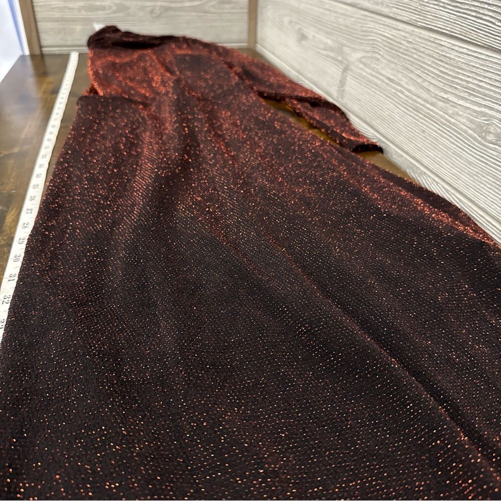 H&M Metallic Shimmer Overlay Dress XL Lined Long Wimsigoth Dark Romantic Party - Picture 6 of 8